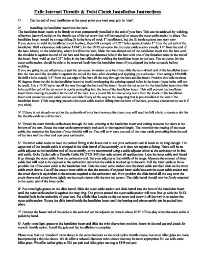 Exile Cycles Hidden Cable Internal Twist Throttle For 1 Inch Bars With Adjustable Cable - Image 7