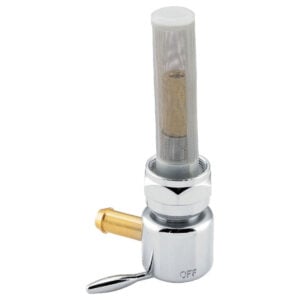 Chrome Round Petcock for Harley & Custom Tanks 3/8 Hose Barb