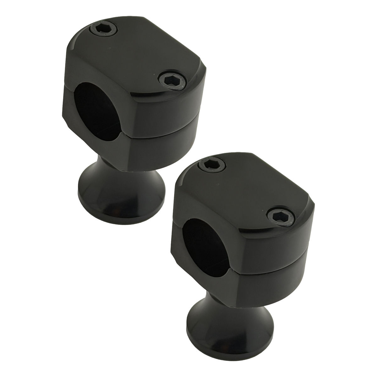 2 Inch Tall 1 Inch Clamp Vintage Motorcycle Risers - Black | Twisted Choppers