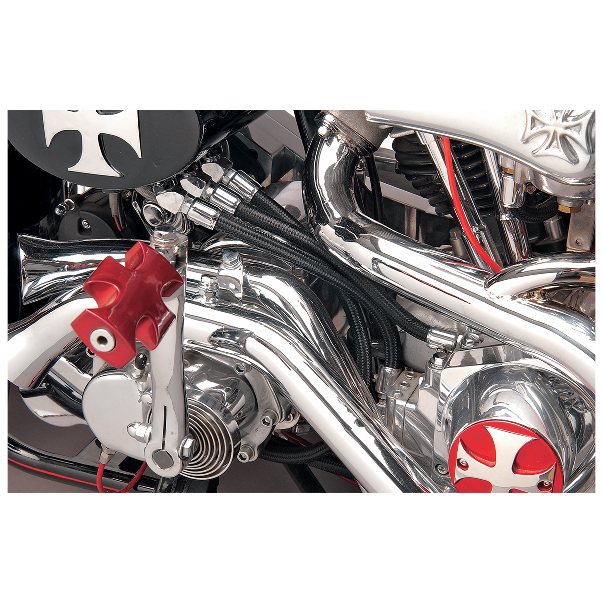 Drag Specialties Braided Black Oil Line Fuel Hose 3/8 Inch and 1/2 Inch - Twisted Choppers Drag Specialties Braided Black Oil Line Fuel Hose 3/8 Inch and 1/2 Inch - Image 2